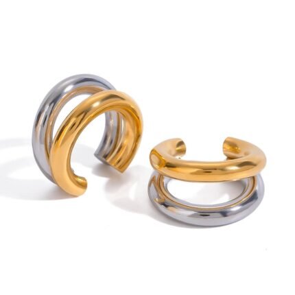 Two-Tone Stainless Steel Ear Cuff – Gold & Silver