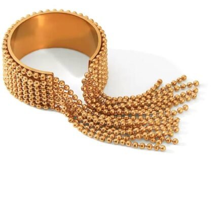 Gold-Tone Chain Fringe Adjustable Ring