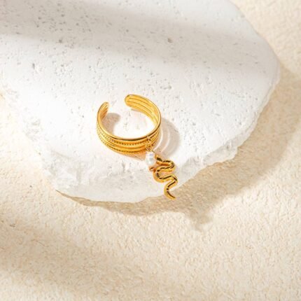 Gold Snake Charm Coil Ring