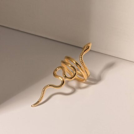 Gold Snake Wrap Ring – Stainless Steel